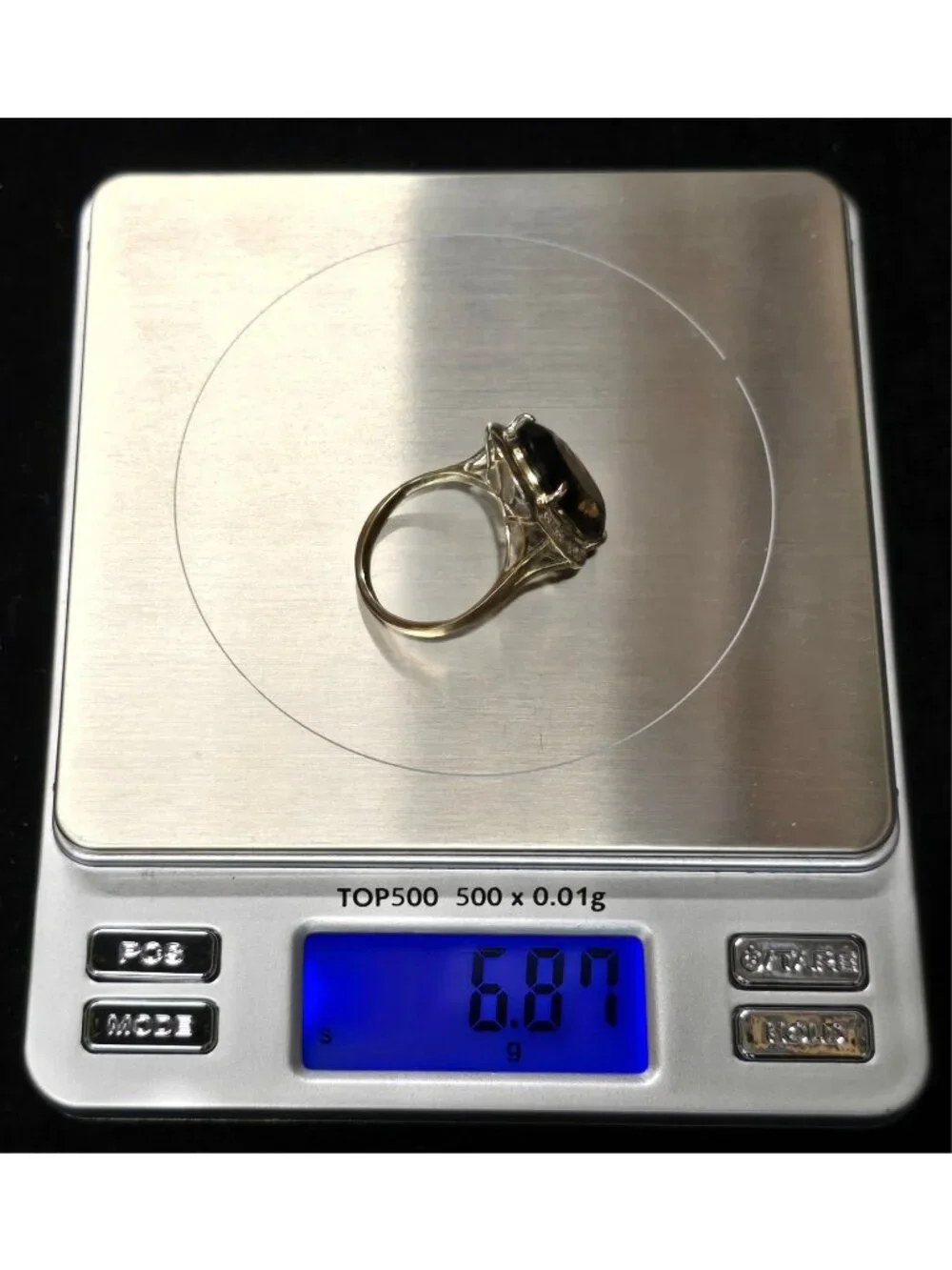 Elegant Large 14K Yellow Gold Designer Smoky Quartz & Diamond Ring - Size 10